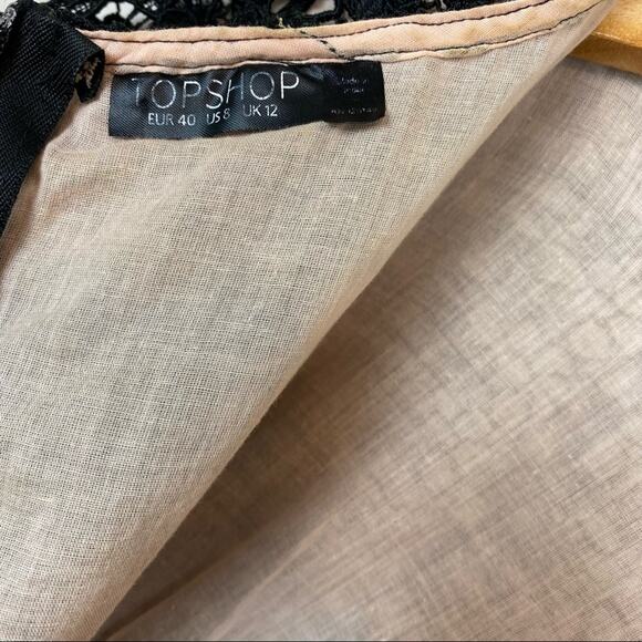 Topshop 90s Fit and Flare Black Crochet Lace Short Sleeve Skater Dress Size 8 - Picture 3 of 5